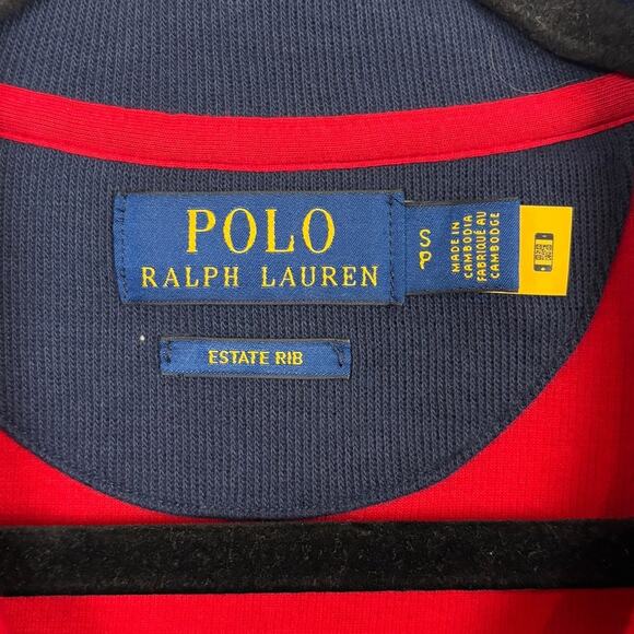 Polo Ralph Lauren Estate Rib Quarter Zip Long Sleeve Knit Red Preppy Polo Small - Picture 5 of 5